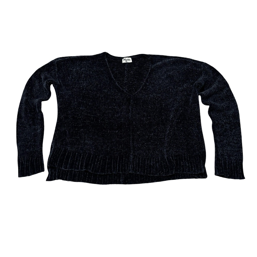 Show Me Your Mumu Women's Cozy Hug Me V Neck Sweater Black Size Medium 26 x 23